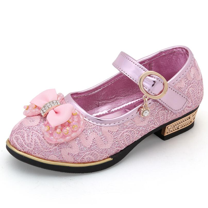 Spring Children Shoes Girls High Heel Princess Dance Sandals Kids Shoes Glitter Leather Fashion Girls Party Dress Wedding Shoes
