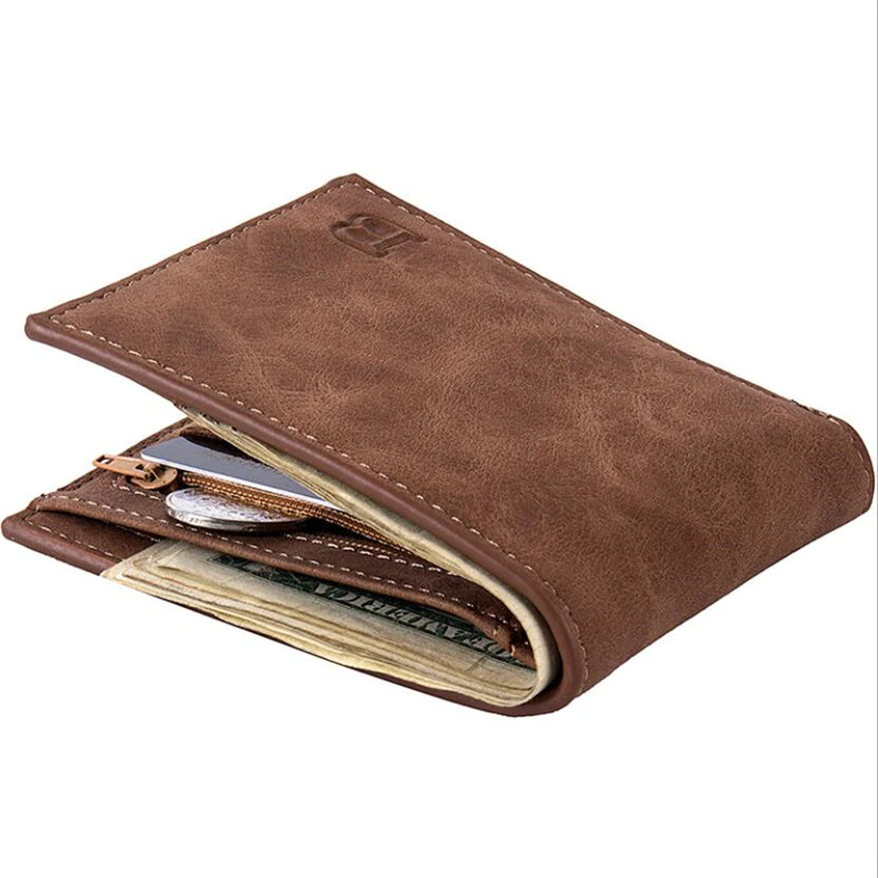 High Quality Fashion Mini Men's Luxury Business Wallet Card Holder Man Purse Coin Bag Zipper Gift For Men