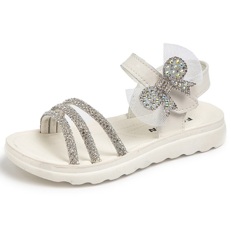 Girls Rhinestone Sandals Bow Princess Shoes New Summer Children  Shoes Fashion Beach Shoes Kids Casual Flats Sandals