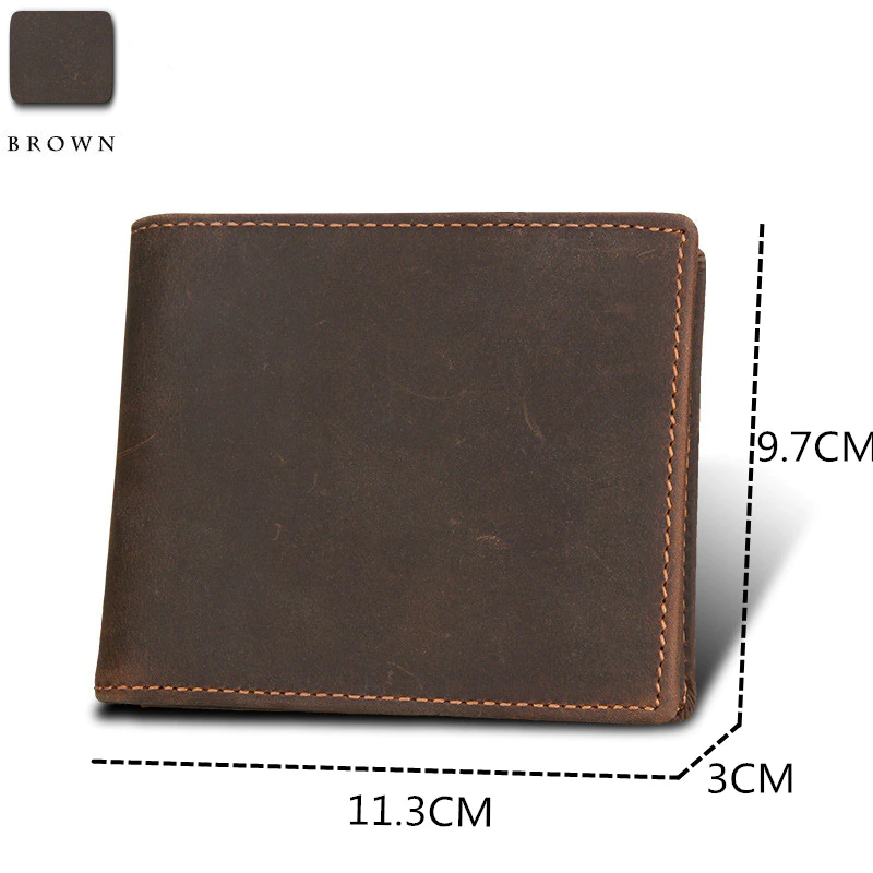 Blocking Cow Genuine Leather Men&#39;s Wallet Man Vintage Card Holder Wallet Male Handmade Billfold Purse Short Wallet Carteira