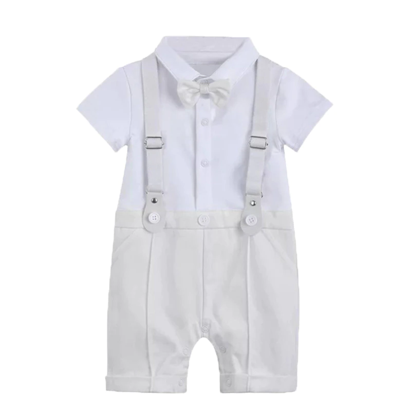 Baby Boy Baptism Romper Christening Clothing Outfit Suits  Birthday White Dress Beret+ Jumpsuit Boy Gentleman Clothes