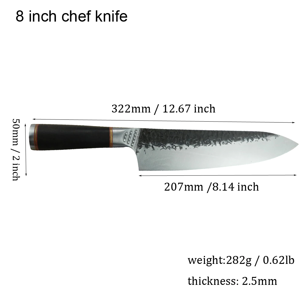 Chef Kitchen Knife Full Tang  movtainless Steel Wood Handle Handmade Forged Knife Cover Sheath Hunting Camping