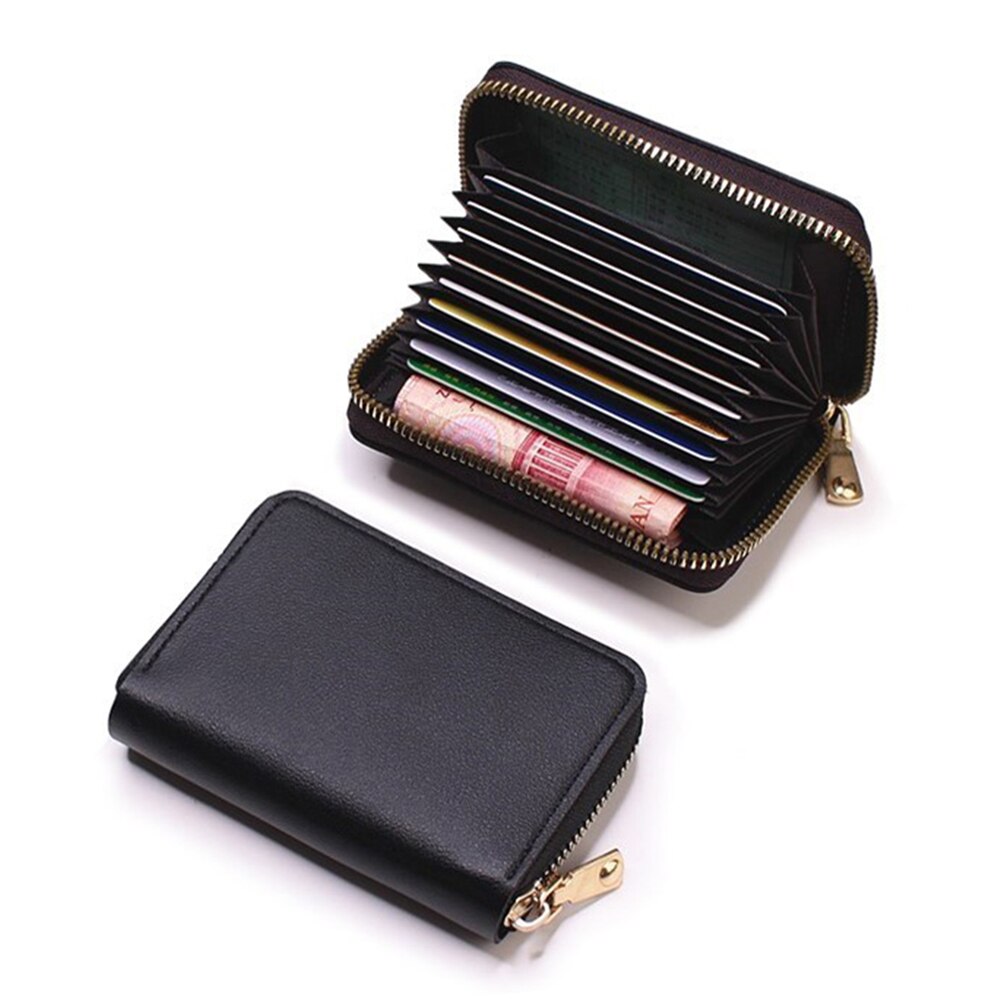 Fashion Pu Card Bag Large Capacity Credit Card Holder Men Business Card Wallet Women Zipper Purse Ladies