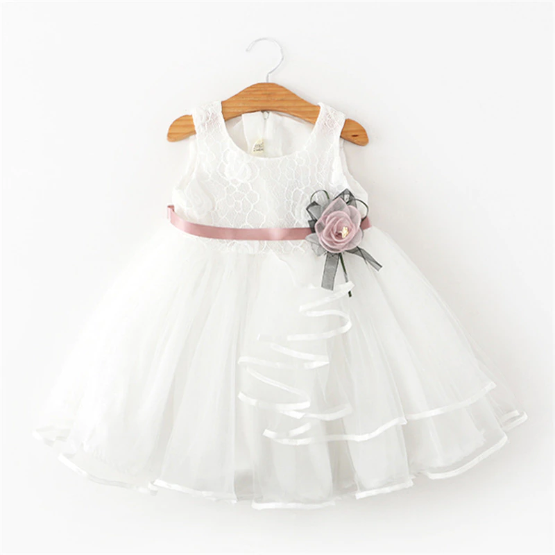 Flower Newborn Baby Dress New Summer Cute Baby Girls Clothes Tulle Lace Infant XMAS Party Clothing Birthday Dress