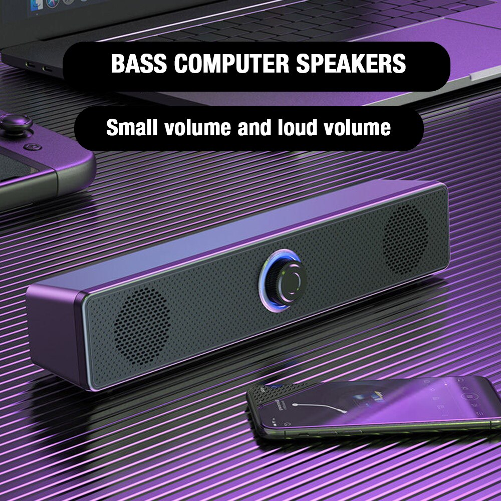 4D Stereo Bluetooth 5.0 Speaker 360° Surround Subwoofer Computer Speakers Sound Bar Sound Box for Home Theater TV Laptop PC
