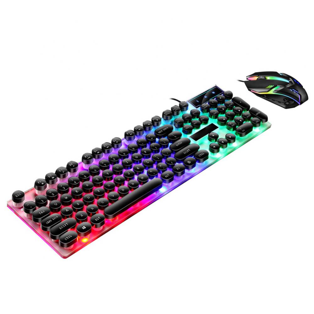 USB Wired Colorful LED Backlit Gaming Keyboard with Mouse For PC Laptop