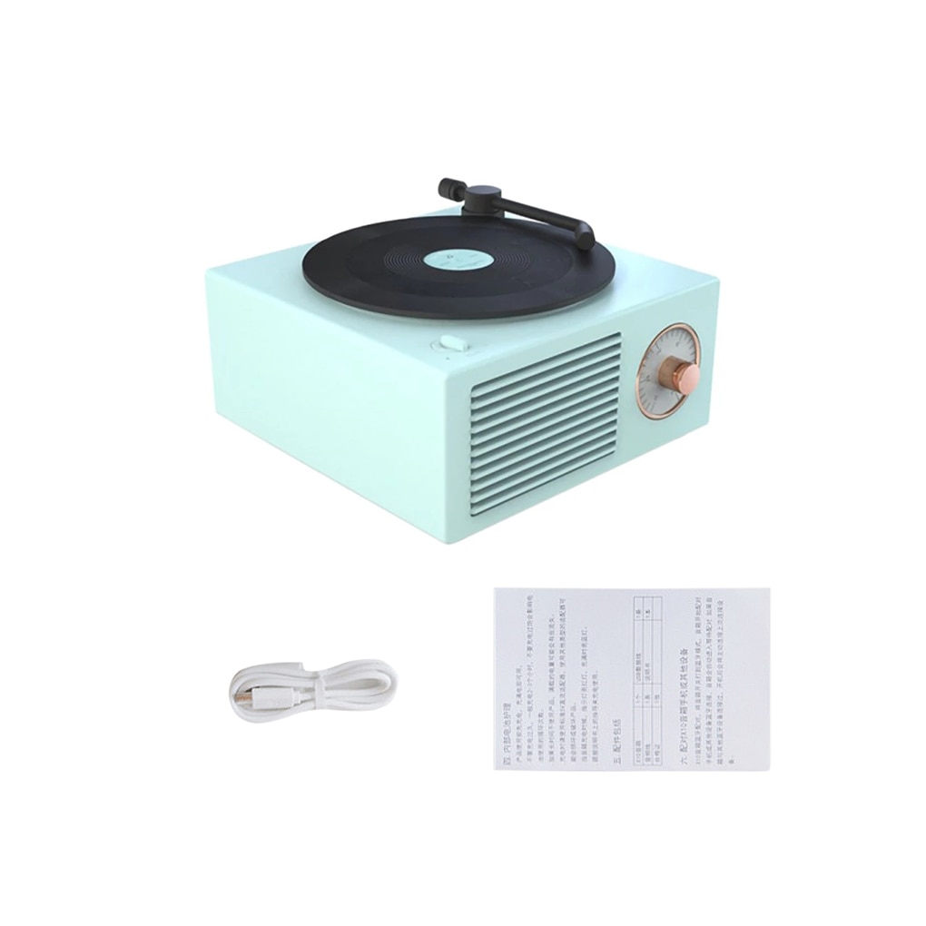 Turntable Speaker USB Bluetooth-compatible V5.0 Vinyl Record Player Stereo Vintage Portable Speaker