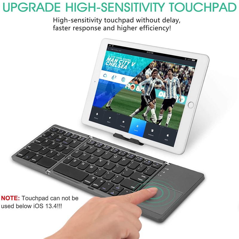 Rechargerable Portable Mini Bluetooth Wireless Keyboard Foldable with Touchpad Mouse For Android Windows PC