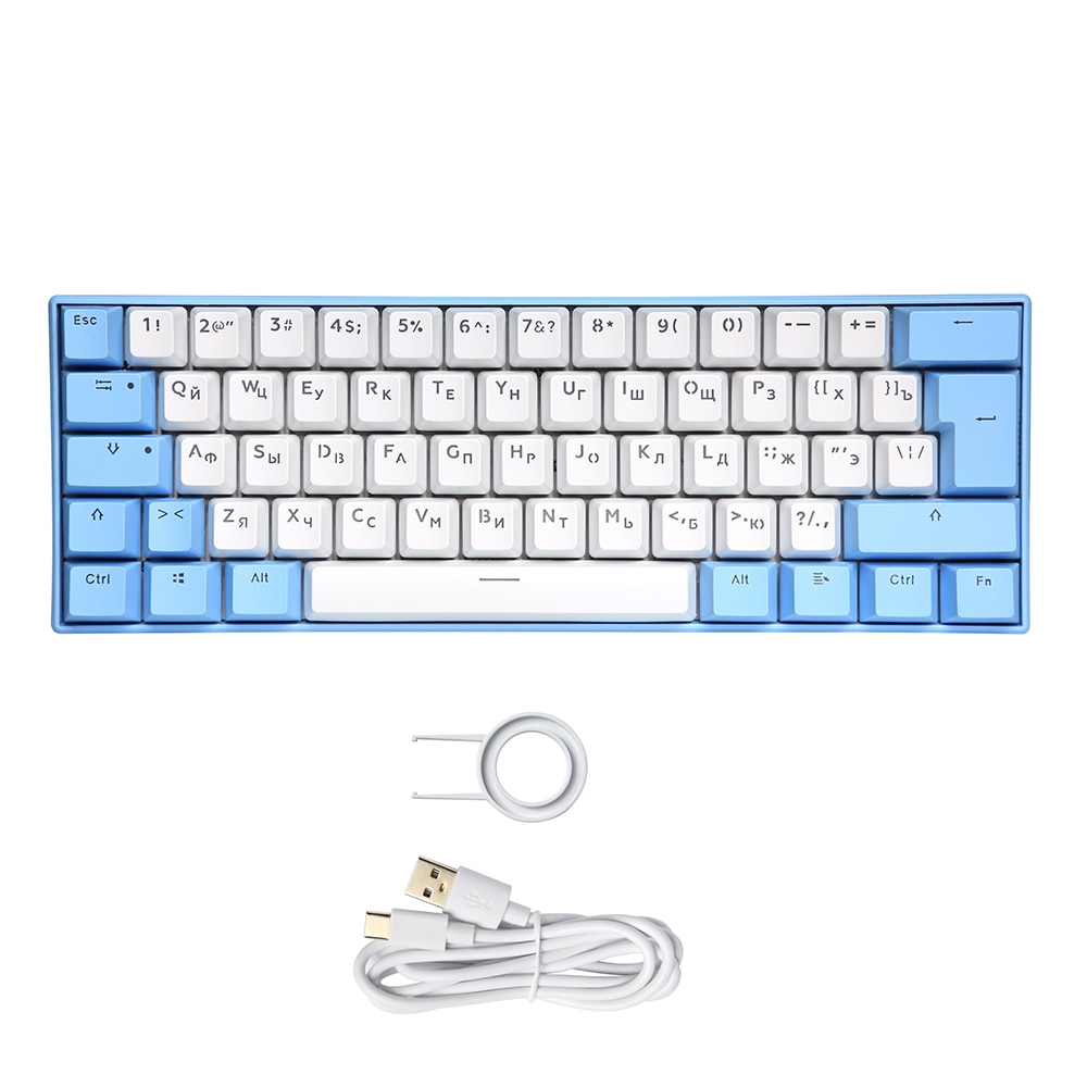 62 Keys Mechanical Keyboard 60% Mini Color Backlit USB Wired Gamer Keyboard for Travel Laptop