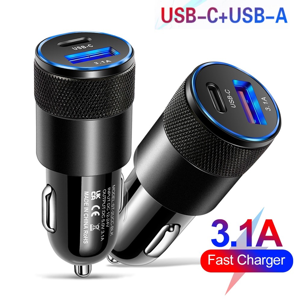 USB Car Charger Quick Charge 3.0 Type C Fast Charging Phone Adapter for iPhone 13 12 11 Pro Max Redmi Huawei Samsung