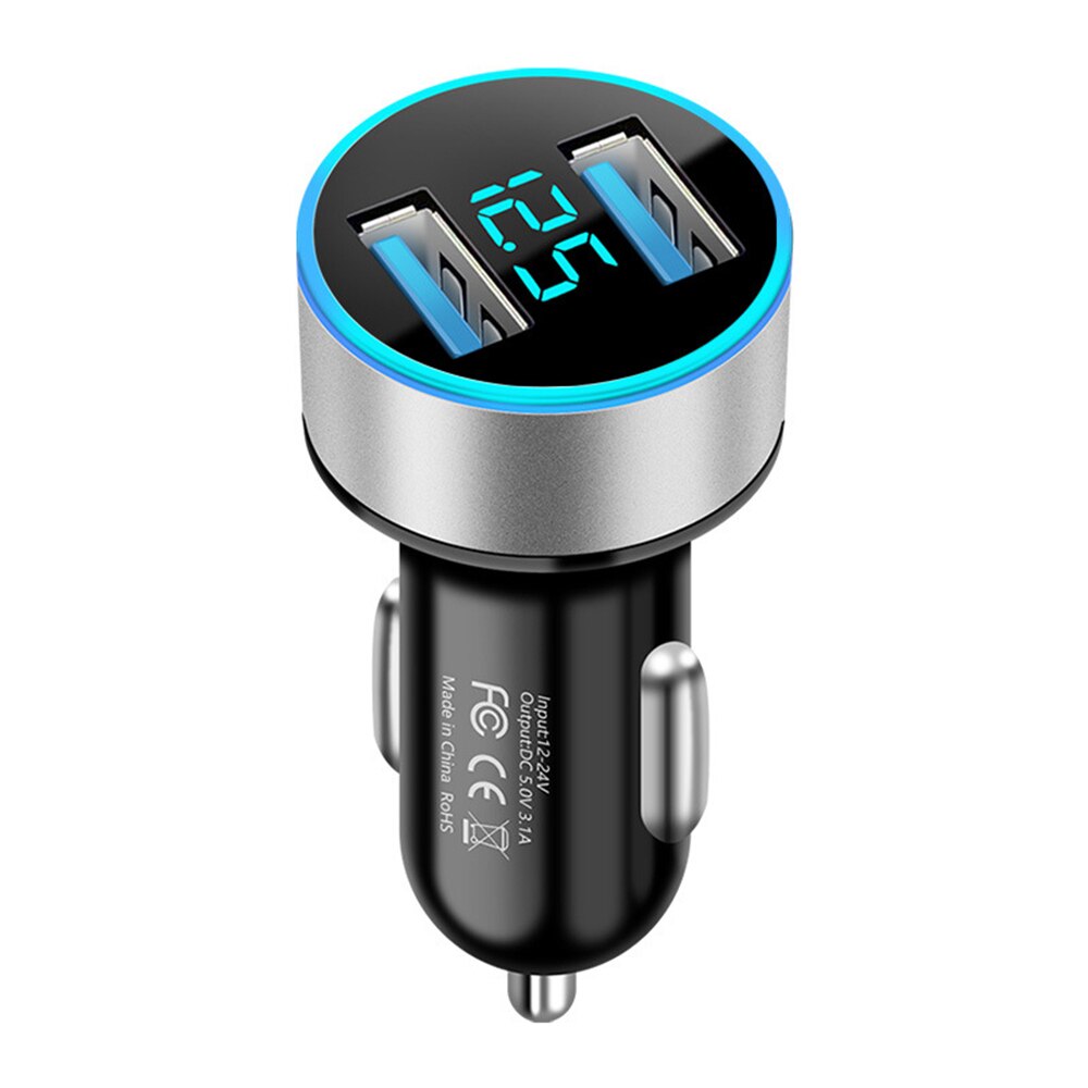 Dual USB Car Charger Adapter LED Cigarette Lighter Voltmeter For All Kinds Of Mobile Phone Dual USB Smart Fast Charging