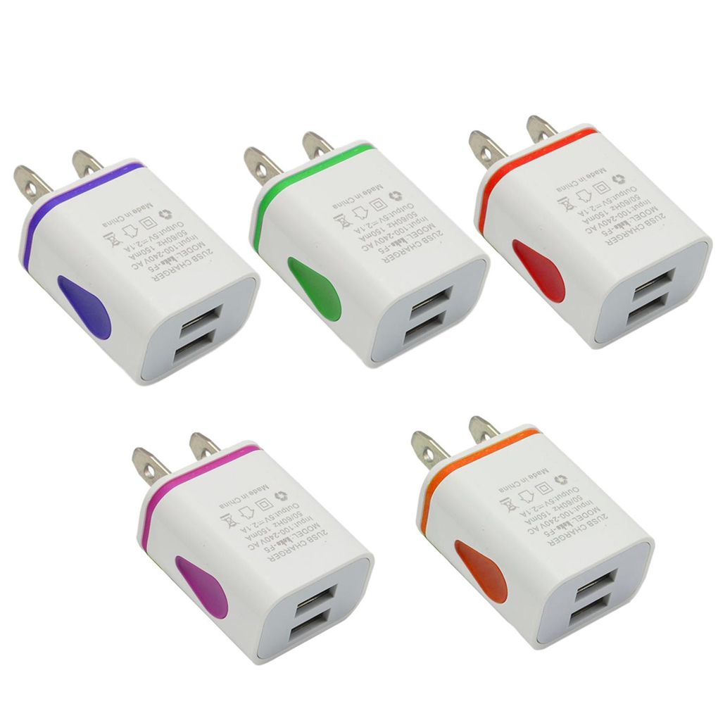 USB Wall Charger for Samsung Xiaomi Dual Port 2A Output Travel Plug Power Adapter Compatible for Phone EU/US Plug