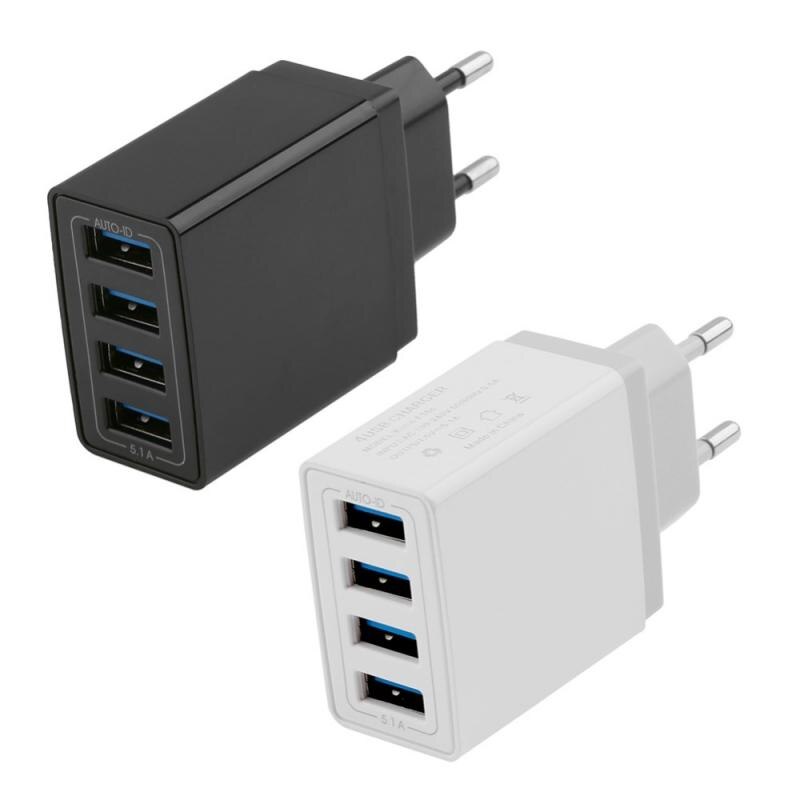 4 USB Port 5V 5.1APower Adapter 4 PIN EU US Plug AC Wall Charger USB Ports Charging Travel Charger For PhoneTablet Charger
