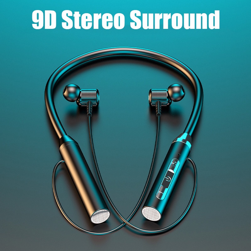 Wireless Headphones Bluetooth Noise Cancelling Magnetic In-ear Neckband Earphones Stereo Sport Neck-hanging Headset