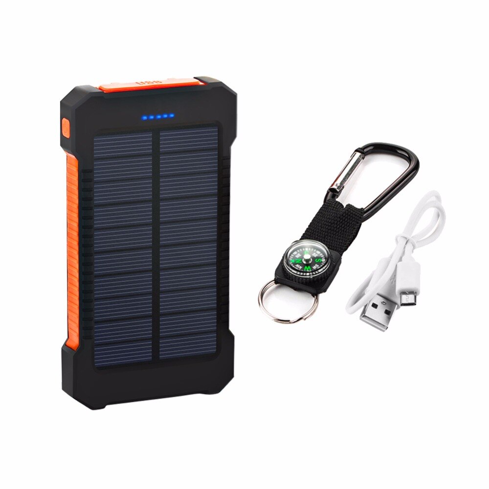 20000mAh Top Solar Power Bank Waterproof Emergency Charger External Battery Powerbank