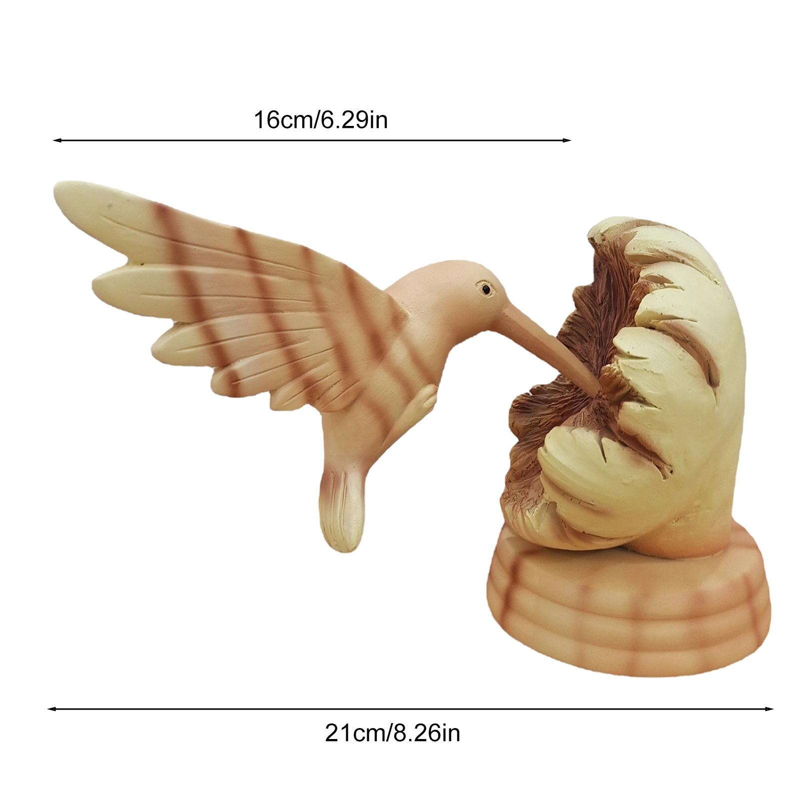 Wooden Color Hummingbird Handmade Sculpture Resin Craft Ornament Animal Sculpture Artistic Carving Bird Home Decorations