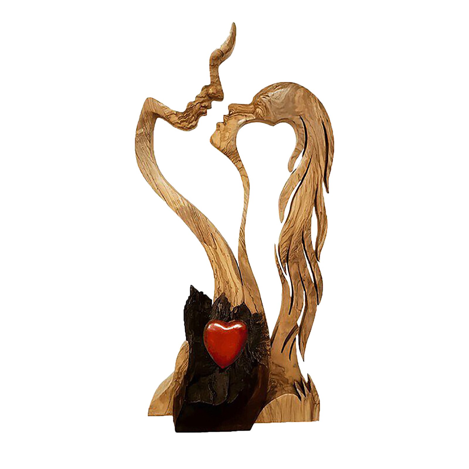 Love Heart Wooden Ornaments Couple Kissing ...