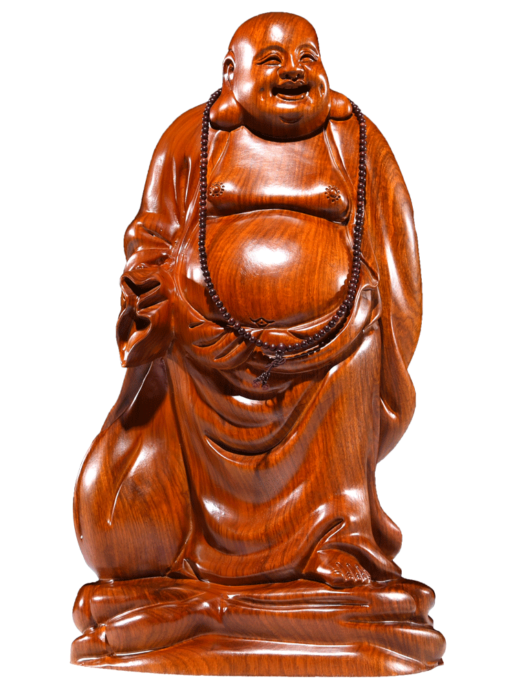 Solid wood carving Cloth bag - Maitreya Buddha Figure Statue Red Pear Wood Whole wood carving Home Decoration