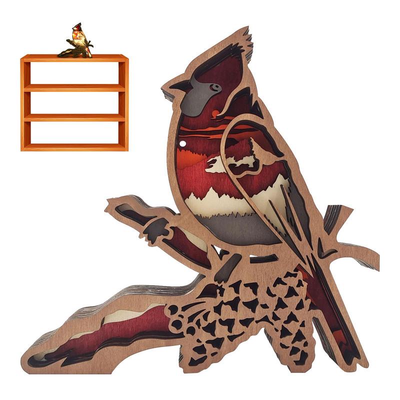 Wooden Bird Desktop Ornament Wooden Bird Figurines...