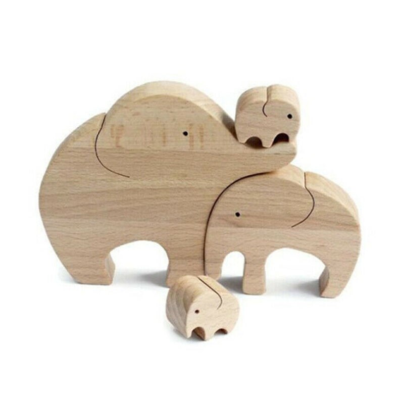 Elephant Mother And Child Family Wood ...