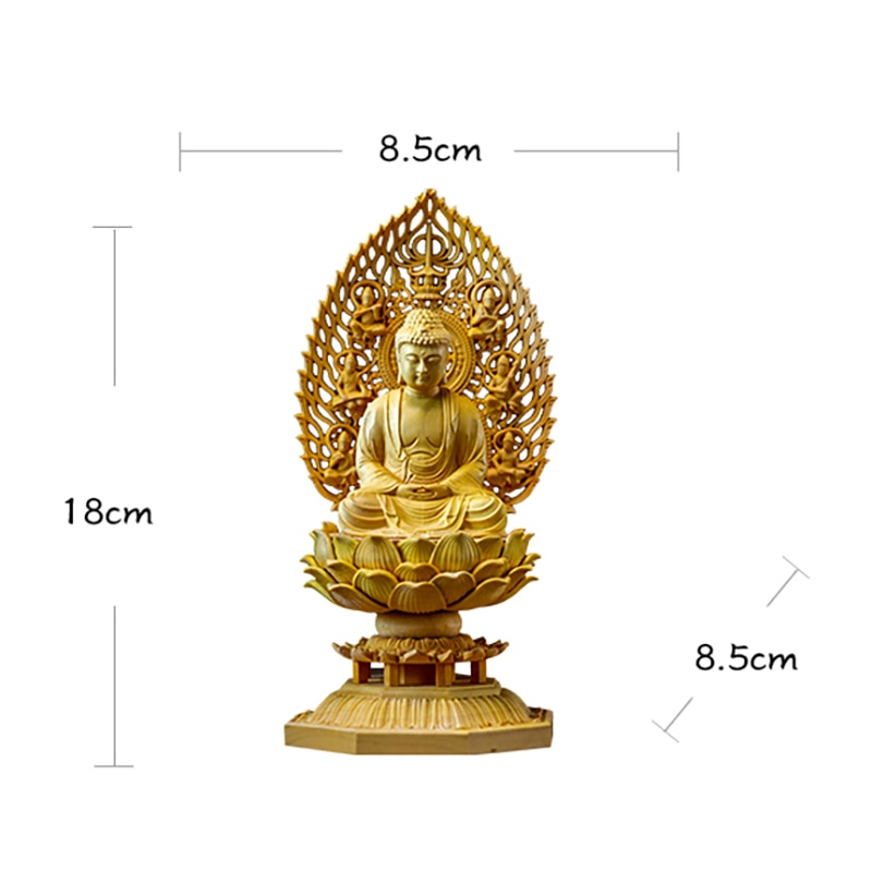 Shakyamuni 3 Buddhas Solid Wood Carving Buddha Statue Carved Feng Shui Home Decor Pray Kai Guang Ornaments