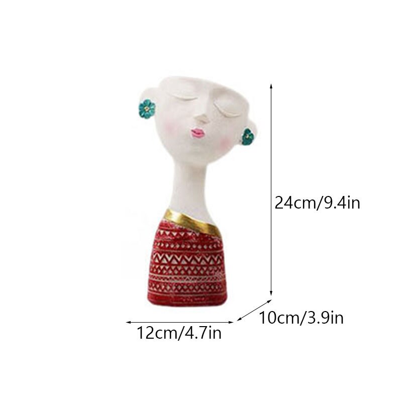 Cute Girl Ceramic Vase Flower Pot Succulent Plants Dride Flower Container Body Sculputre Desktop Home Decoration Ornament