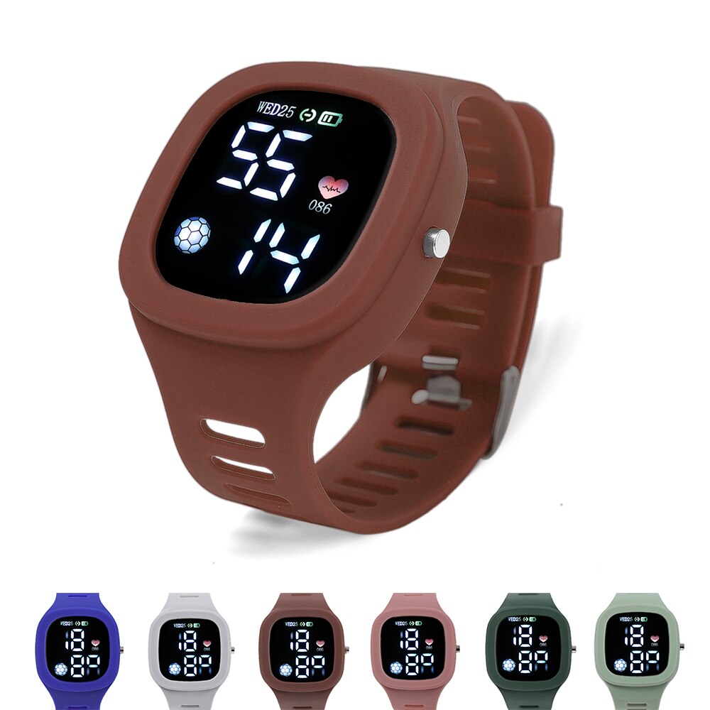 Outdoor Sports Colour Touch Screen Electronic Watch Led Digital Square Watch Silicone Strap Women Men Student Wrist Watches