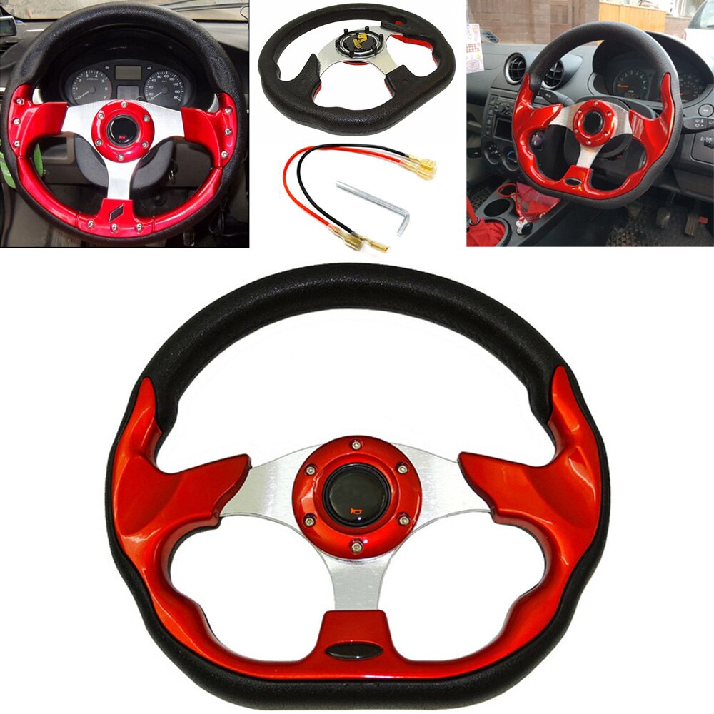 Universal Car Steering Wheel 13 Inches Leather Aluminum Racing Sport Steering Wheel With Logo Auto Accessories For Honda