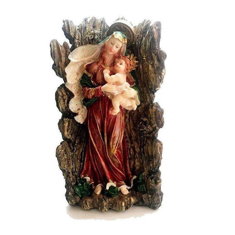 Home Decoration Stump Shape Virgin Mary Hugs Jesus...