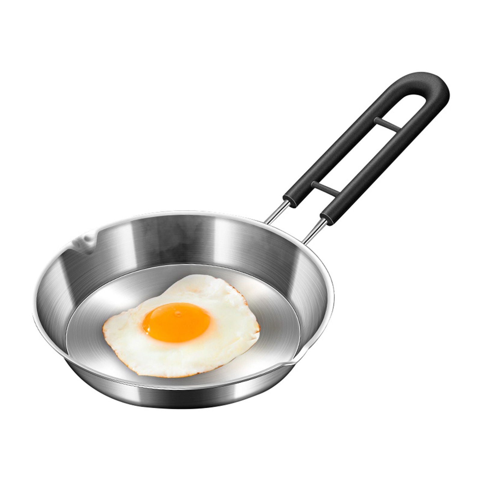 16CM Mini Nonstick Frying Pan Breakfast Wok Steak Egg Pancake Pot 304 Stainless Steel Pan Bottom Induction Cooker Gas Stove