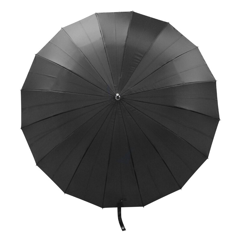 16-Bone Men's Reinforced With Long Handle Rain Umbrella Wind And Water Resistant Metal Luxury Durable Black Umbrella