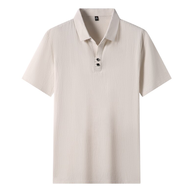 100% Cotton Linen Look Summer Polo Shirts Men Fashion Slim Short Sleeve Casual Tops Mens Clothing