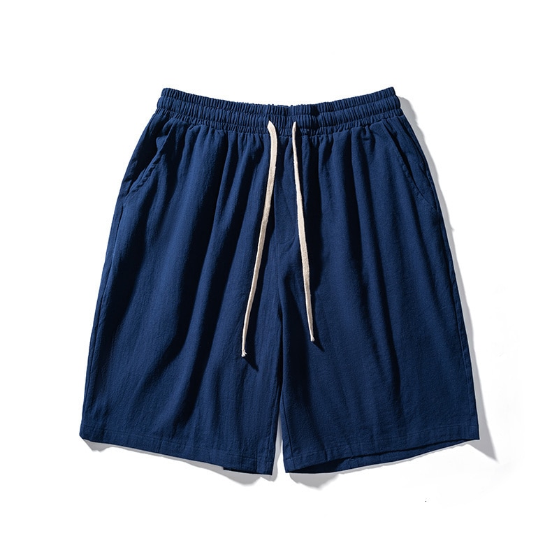 Summer Cotton Linen Shorts Men Casual Beach Baggy Solid Shorts With Basic Pockets Streetwear Shorts