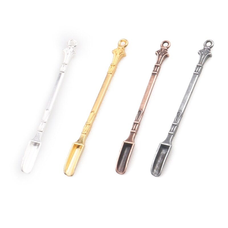 Stainless Steel Mini Shovel Medicine Spoon with Hanging Hole Sniffer Powder Scoop Coffee Stirrer for Filling Vials