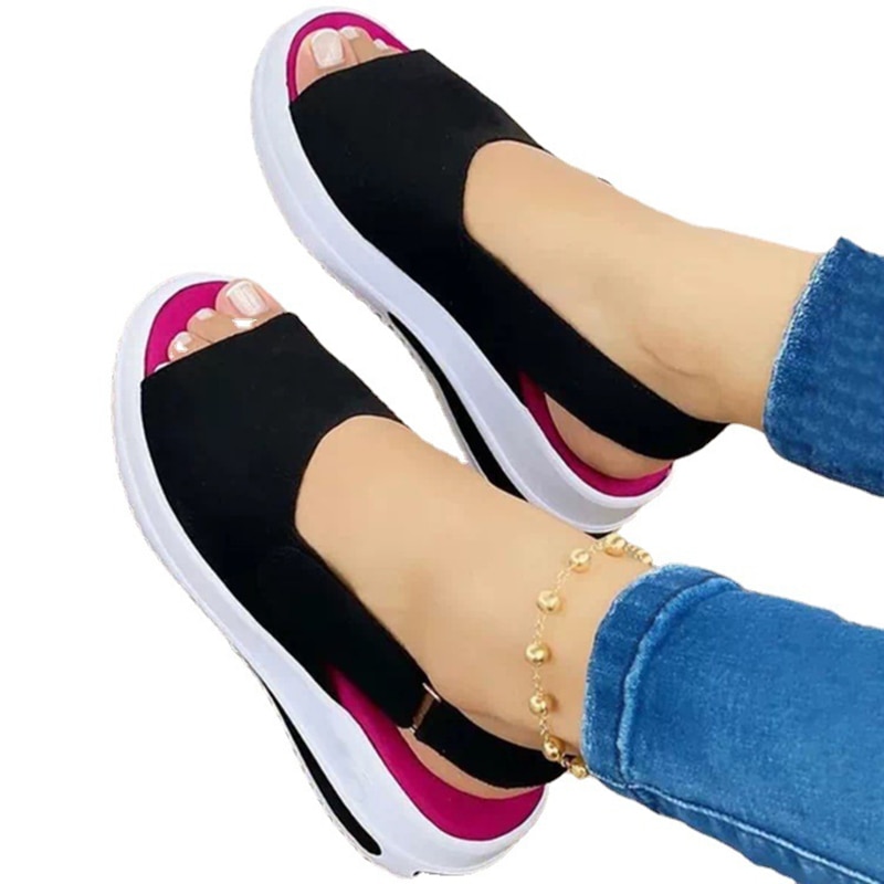 Summer Women Shoes Platform Sandals Stretch Fabric...