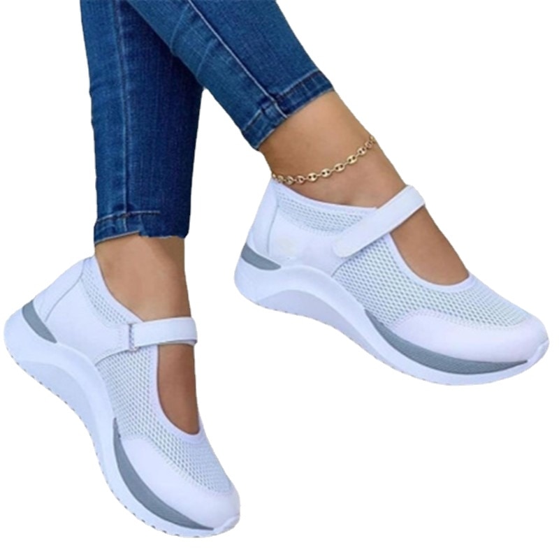 White Loafers Women Shoes Casual Platform Mesh Breathable Vulcanized Shoes Ladies Outdoor Walking Footwear Chaussure Femme