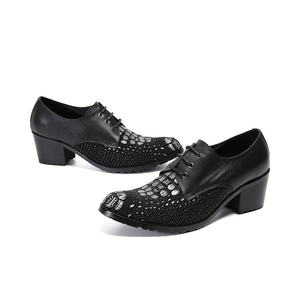 Fashion Print Business Men Oxford Shoes Mid Heel G...