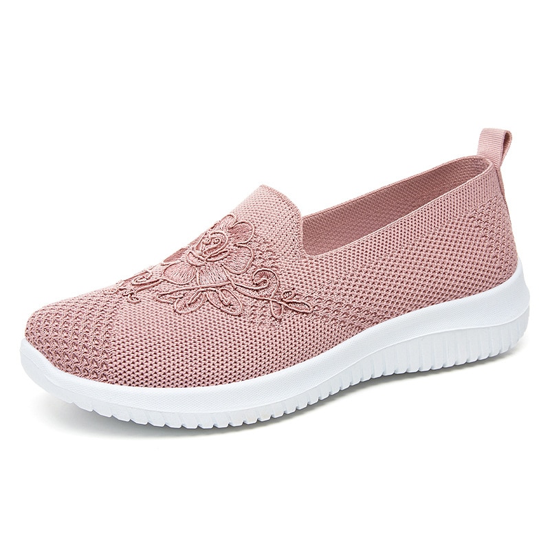 Mesh Knitting Sneakers Women Breathable Mary Janes Shoes Non-slip Ladies Casual Nurse Office Shoes Ballet Flats