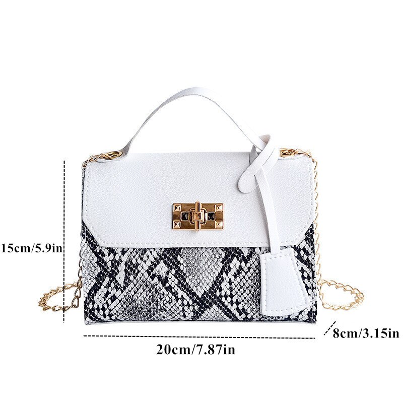 Messenger Bag for Women Trend Luxury Handbags Camera Female PU Leather Snake Print Chain Ladies Crossbody Shoulder Bags