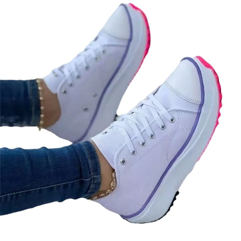 Canvas Plus Size Woman Platform Sneakers Casual Female Shoes for Women Tennis Ladies Walking Chunky Sneakers Lace Up Shoes