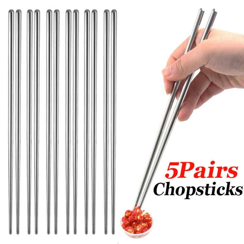5Pairs Chopsticks Stainless Steel Chopsticks Non-slip ...