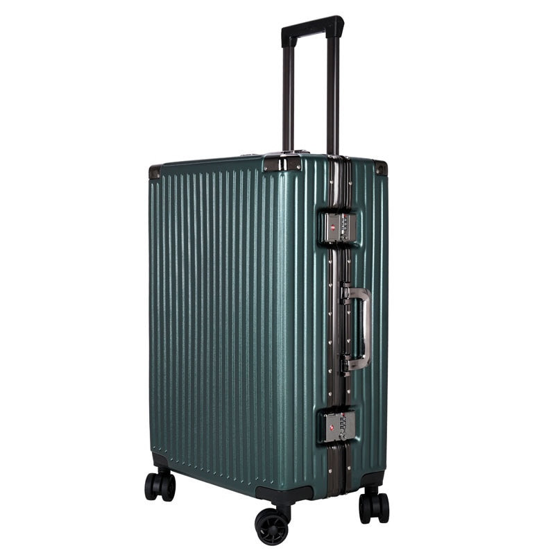 Luggage Right Angle Retro Aluminium Frame Universal Wheel Boarding Bag Large Capacity Travel Password Leather Suitcase