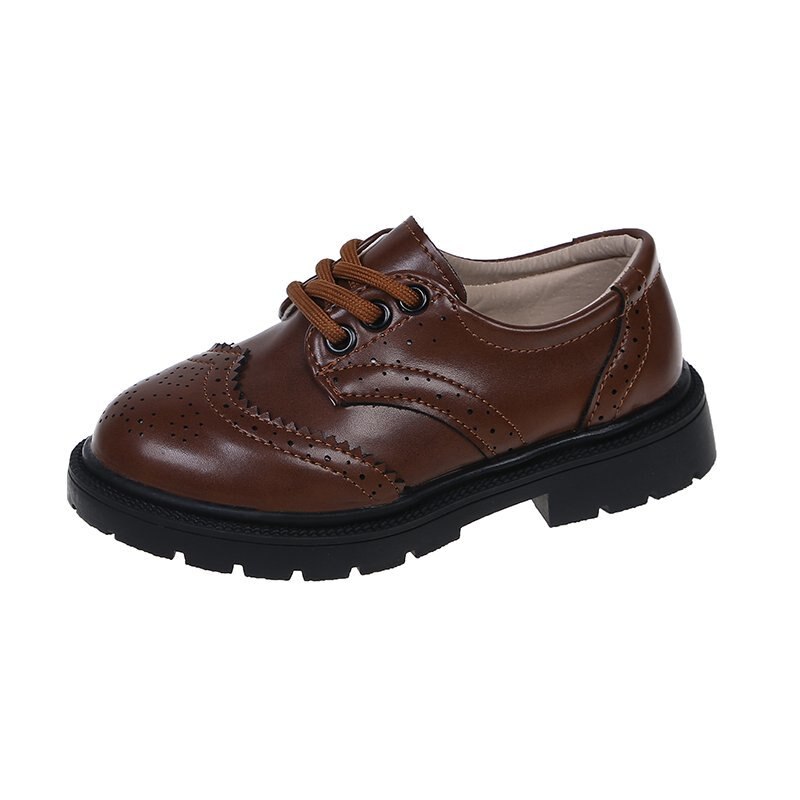 Boys Fashion Leather Shoes Children Style Oxfords Vintage Lace-up Kids Flats for School Party