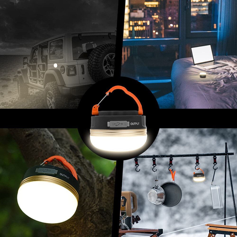 USB Rechargeable LED Camping Lantern Portable Tent Light 3000mAh Power Bank with Magnet Base Electric Lantern Flashlight