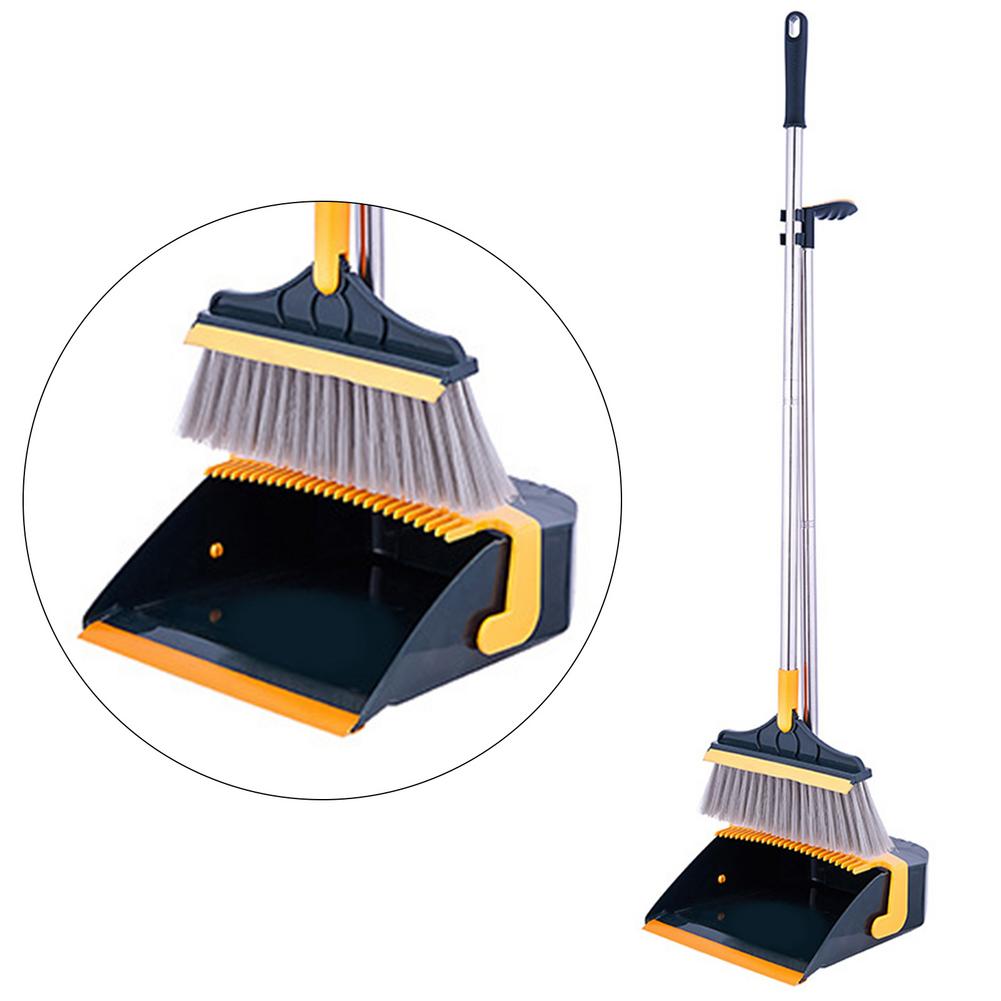 Broom for Home Upright Standing Dustpan and Broom Set V-shaped Triangular Hard Bristles Broom Besen Zum Putzen