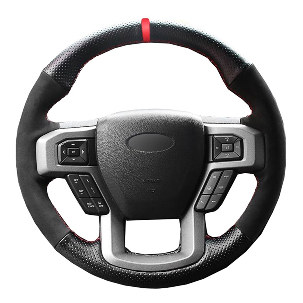 Car Steering Wheel Black Genuine Leather For Ford F-150 F150 King Ranch Lariat Platinum