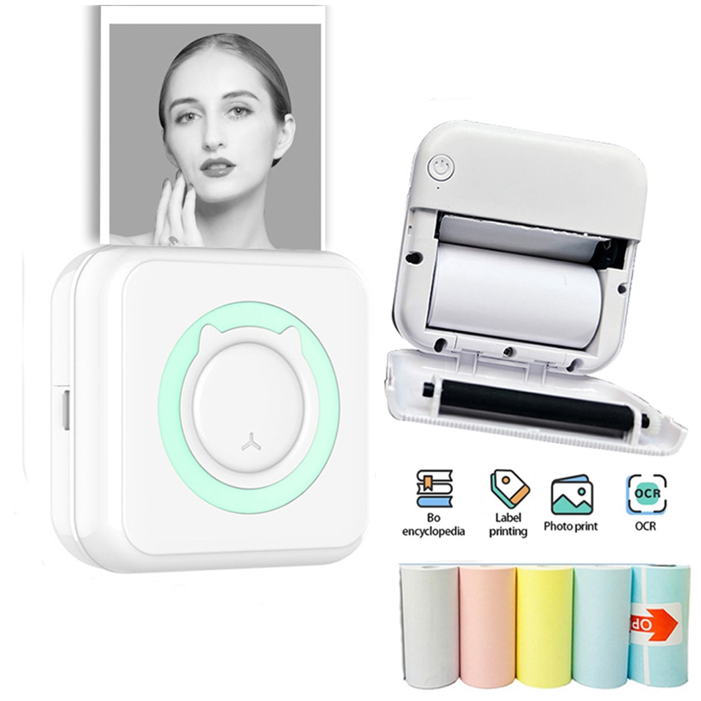 Mini Portable Thermal Printer Wirelessly Photo Label Memo Wrong Question Printing With USB Cable Portable