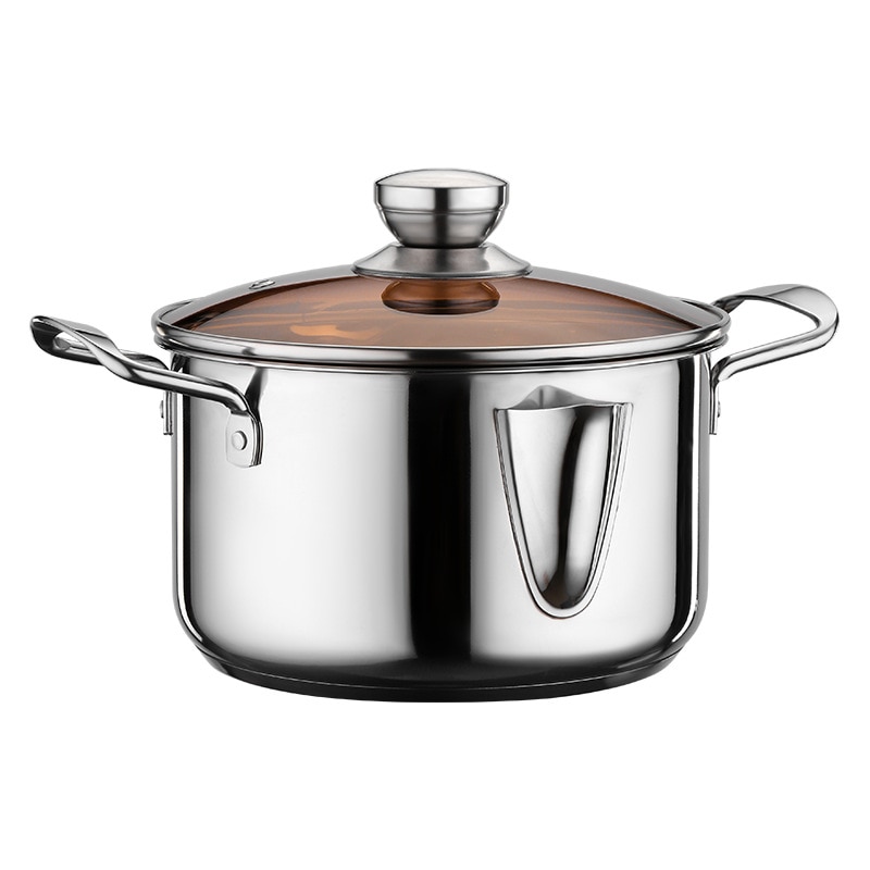 304 Soup Pot Suitable for Kitchen Cooking Utensils Stainless Steel Steamer Milk Composite Double-ear Oil-proof Pan Saucepan Pots