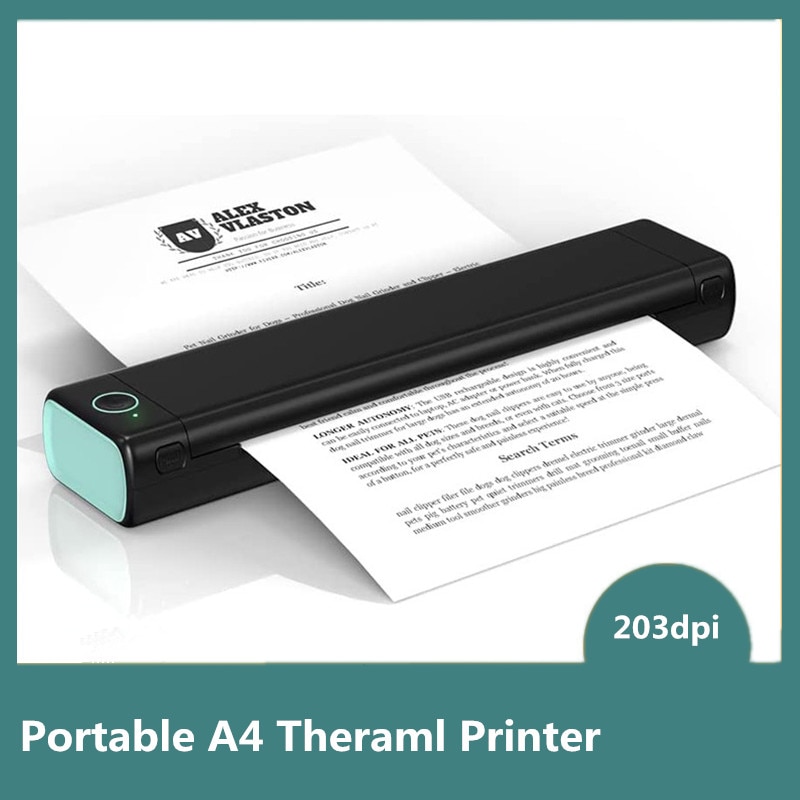 A4 Portable Thermal Printer Supports A4 Thermal Paper Wireless Bluetooth Thermal Compact Printer