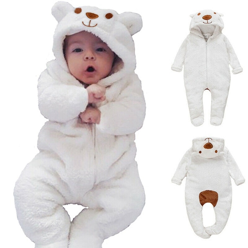 Newborn Baby Boy Girl Kids Bear Hooded Romper Jumpsuit Bodysuit Clothes Outfits Long Sleeve Playsuit One Piece Outfit
